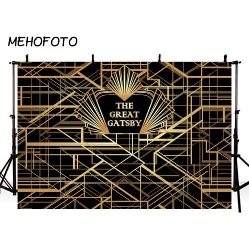 MEHOFOTO The Great Gatsby Party Background for Birthday Decor Photography Black Gold Banner Backdrops Photobooth Photo Studio