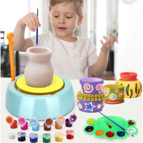 Pottery Wheel Kit for Kids Handmade Artist Paint Pottery Studio Ceramic Machine Educational Handicraft DIY Toy for Boy ASD88
