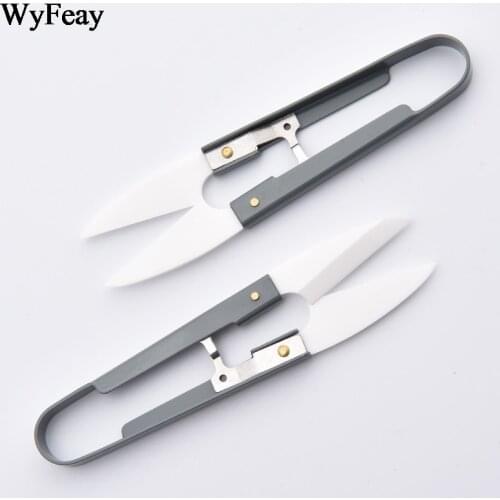 Ceramic U-shaped Knife Cross-stitch Scissors Thread Head Yarn Fish Line Sewing Embroidery fabric cut Tailor Scissors Never rust