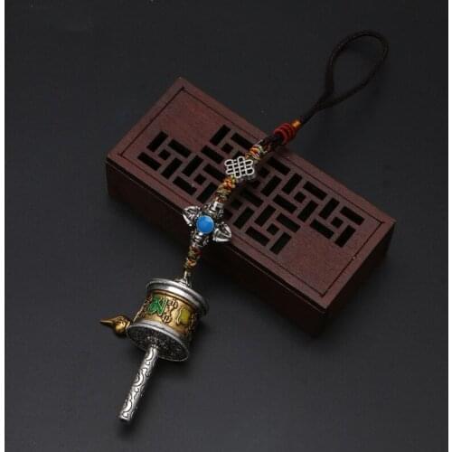 Prayer Wheel Spinner Keychain Om Mani Padme Hum Spirits Tibetan Buddhism Keyring R2LE