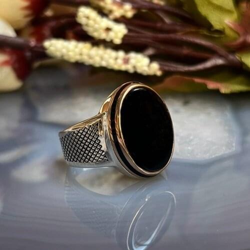 Mens ring Turkish Fine Jewellery 925K Sterling Silver Black Onyx All Sizes,gift for him