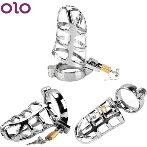 OLO Male Chastity Device Metal Cock Cage Sex Toys for Men 40/45/50mm Adult Games Lockable Penis Cock Ring Sleeve Lock