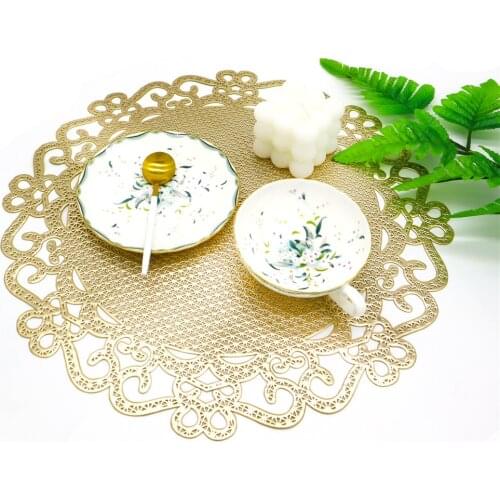 4/6Pcs Round Placemats & Coasters Dining Table Set Washable Anti-slip Insulation Mats Cup Pad Kitchen Dining Table Wedding Decor