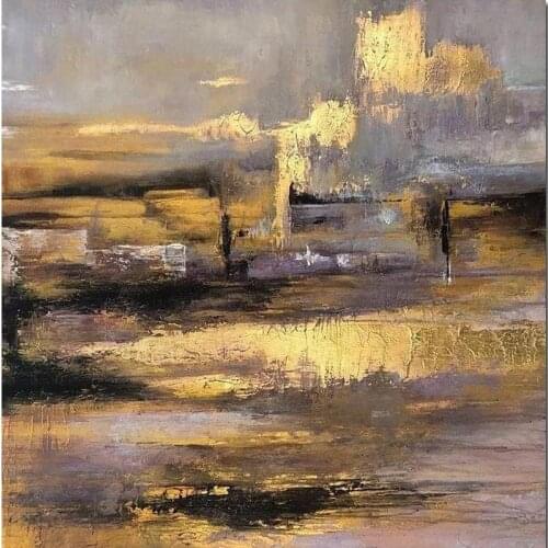 Wall Art Abstract Paintings Gold Brown Handmade Contemporary Oil Canvas Artwork For Living Room Bedroom Office Modern Home Decor