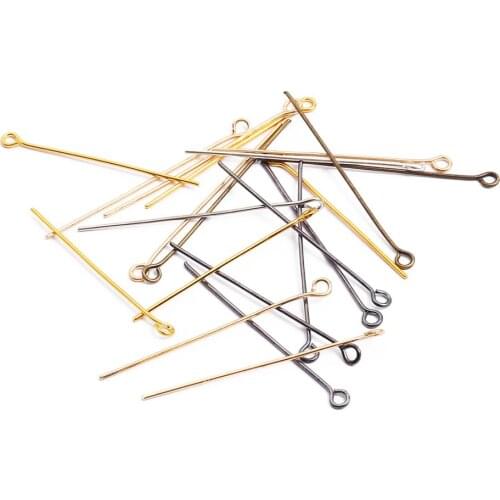 New 200pcs/bag 6 Colors Eye Head Pins Headpins For Jewelry Findings Making DIY Supplies 16 20 24 30 40 45 50 mm