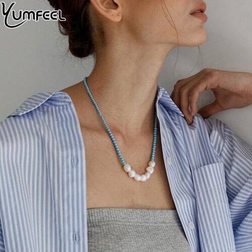 Yumfeel New Handmade Beads Glass Baroque Pearl Necklaces Women Jewelry