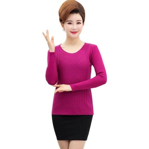 Mother loaded spring women 2019 new low collar bottoming shirt sweater female middle-aged slim Knitted sweaters casual sweater