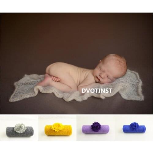 Dvotinst Newborn Baby Photography Props Soft Knit Crochet Wraps+Headband Fotografia Bebe Accessories Studio Shoots Photo Props