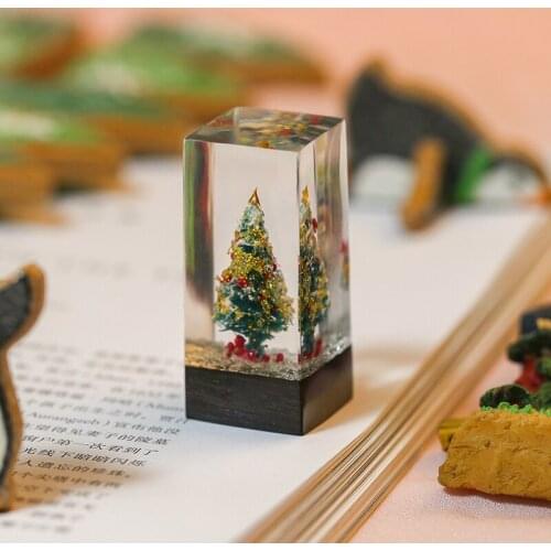 Christmas Tree Resin Name Stamp Seal Customize Chinese Name New Year Child Kids Birthday Gifts 2x2cm Square Wood Name Stamps