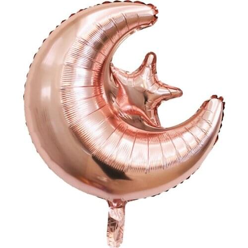 Rose gold Silver Star Moon Balloons Foil Birthday Party Decorations Kids Christmas Moon Globos EID MUBARAK Balloon party Balloon