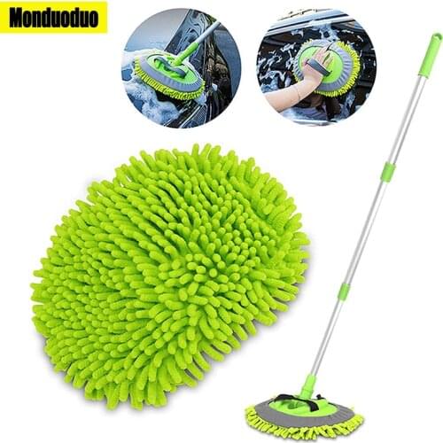 Monduoduo 2 in 1 Car Cleaning Brush Car Wash Brush Telescoping Long Handle Cleaning Mop Chenille Broom Auto Accessories TL01