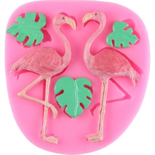 Flamingo Tropical Leaves Bird Silicone Mold Turtle Leaf Fondant Mold Baby Birthday Cake Decorating Tools Chocolate Gumpaste Mold