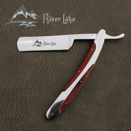 River lake Arrival Men Vintage Straight Edge Stainless Steel Hair Shaper Barber Razor Folding Manual Shaving Knife