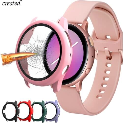 Glass+Case For Samsung Galaxy watch active2 44mm 40 mm All-Around cover bumper+Screen Protector Galaxy watch active 2 44mm 40mm