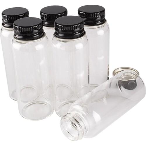 5pcs 25ml 27*70mm Glass Bottles Glass Jars with Black Aluminum Lids Potion bottles Glass Vials for Wedding Favors