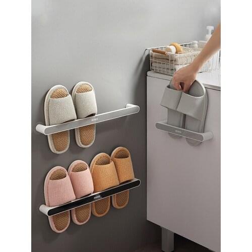 Bathroom slipper rack wall-mounted toilet shoe storage artifact toilet punching-free shoe rack rack