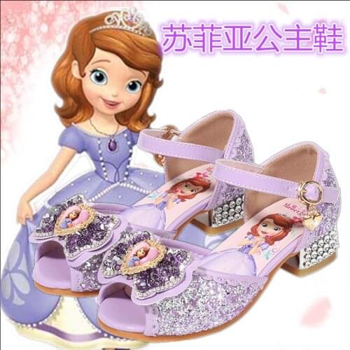 Disney girls summer new girls Sophia princess shoes childrens high-heeled sandals little girl performing shoes