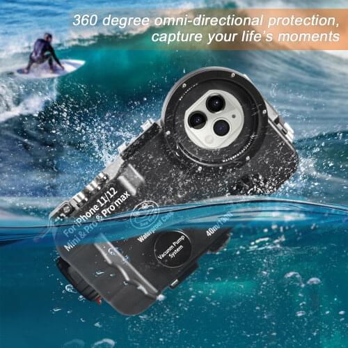 Bluetooth Control Waterproof Phone Case For iPhone 11/12 Mini&Pro&Pro max Underwater 40/130fit Professional Diving Case
