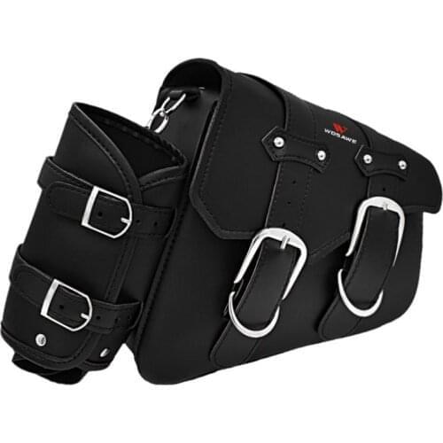 Wosawe Motorcycle Bag Saddle Tail Bags Side Bags Saddle Pu Leather Tool Bag Cycling Bike Accessories with Adjustable Fixed Belt