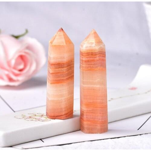 1PC Natural Crystal Point Red Afghan Jade Healing Reiki Energy Stone Obelisk Quartz Tower Wand Ornament for Home Decor DIY Gift