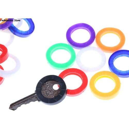 10pcs Fashion Elastic Hollow Rubber Key Covers Multi Color Round Soft Silicone Keys Locks Cap Topper Keyring Case