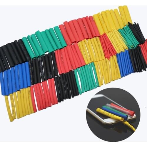 127/164/280/328Pcs Assorted Polyolefin Heat Shrink Tubing Tube Cable Sleeves Wrap Wire Set 8 Size Multicolor/Black