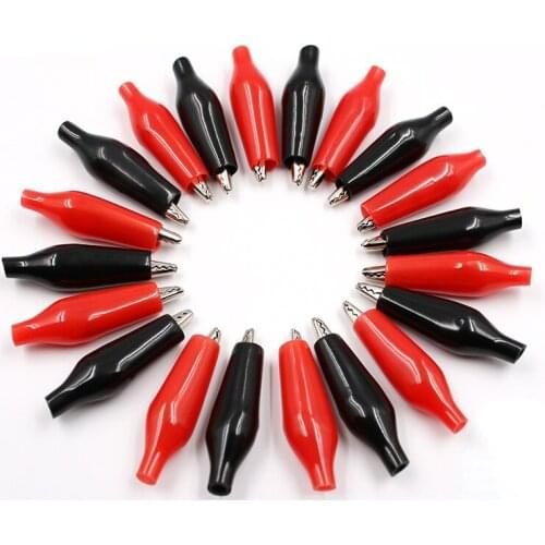 20pcs28MM Metal Alligator Clip G98 Crocodile Electrical Clamp Testing Probe Meter Black Red with Plastic Boot Car Auto Battery