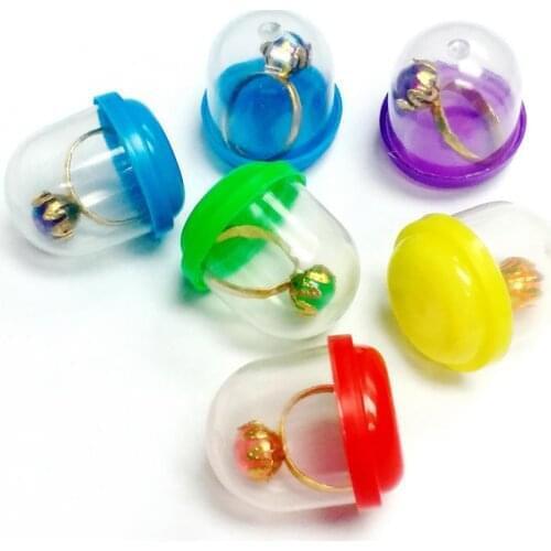 500 pcs 1" capsule filled with golden color big gem rings Brain Teaser Pinata Bag Filler Loot Toy vending Favors Birthday Party