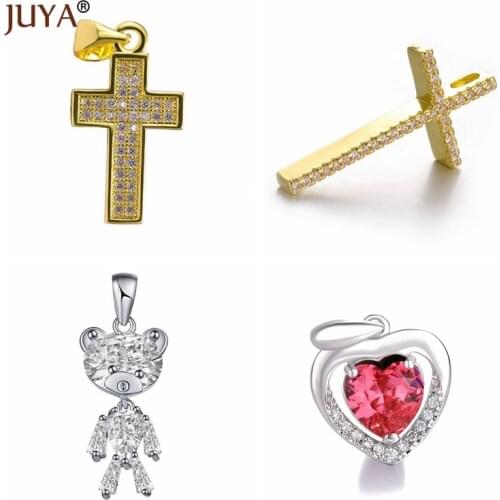 8 Styles Fashion Charms DIY Making Bracelet Necklace Accessories Trendy Bear/Hearts/Lock/Abacus/Cross Charms Pendants breloque