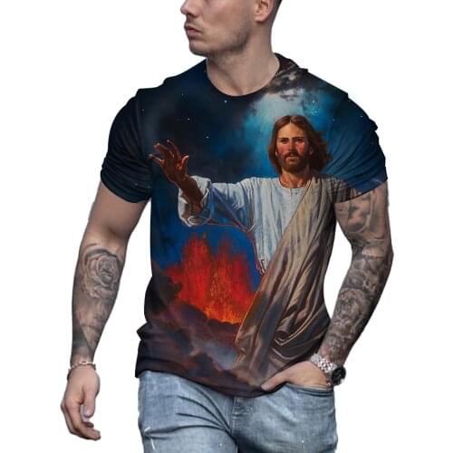 Jesus Christ Printed Quick-Drying Streetwear T-Shirt For Men Christians Like Casual Oversized Tops Large Size Tees For Male