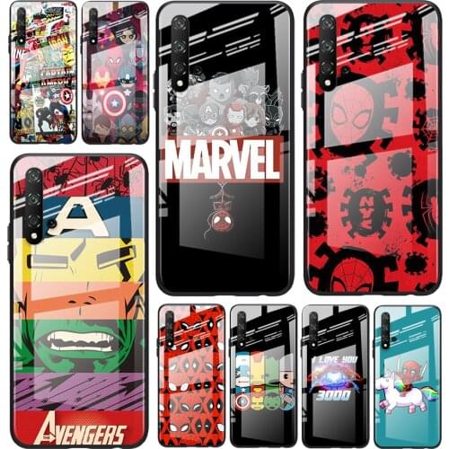 Tempered Glass Cover Marvel Avengers Cartoons Logo For Huawei Honor 30 20 10 9X 8X Pro Plus Lite Phone Case Shell