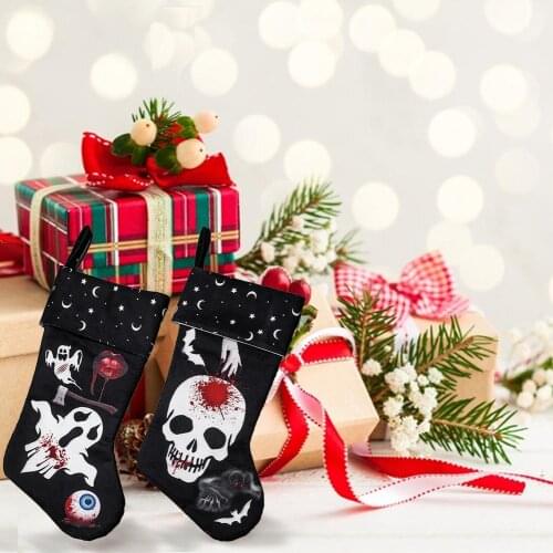 Halloween Decoration Socks Decorative Gift Bag For Decoration Decorated Socks Skull Ghost Printed Gift Bag Pendant Terrorist