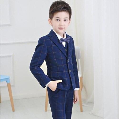 2019 England Style lattice Children Suit wedding suits for boys Suits Flower Girl Dresses Blazer Boys Formal Suit Boys