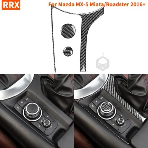For Mazda MX-5 Miata Roadster Center Console Multimedia Buttons Cover Sticker 2016+ MX5 ND Carbon Fiber Interior Car Accessories