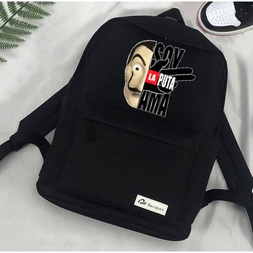 The House of Paper Money Heist Travel School Backpacks Boys Girls La Casa De Papel Bella Ciao Casual Bag Pack Sac A Dos