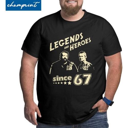 Men T-Shirt Bud Spencer Legends And Hero Since 67 Big Tall Tees Terence Hill T Shirt Crew Neck Clothing Big Size 4XL 5XL 6XL