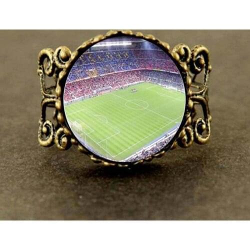 Football field Glass Art Ring football field Steampunk new jewelry gift men women boy hot 1pcs/lot handmade charming fashion