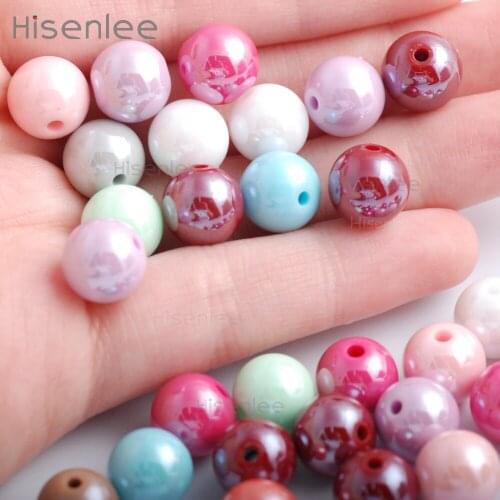 Hisenlee Mixed Color 10/14/16MM Feeling of Comfort High Gloss Acrylic Round Beads Hand Chain / Pendant DIY Producti// Gift