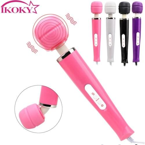 IKOKY 12 Speed Breast Massager Dildo Clit Stimulator Big Size Vibrator AV Stick Magic Wand Erotic Sex Toys for Women