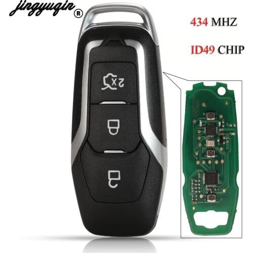 Jingyuqin Smart Card Remote Car Key 3 Buttons 433MHz HITAG PRO Chip For Ford Mondeo Edge S-Max Galaxy 2014-2018, DS7T-15K601-D