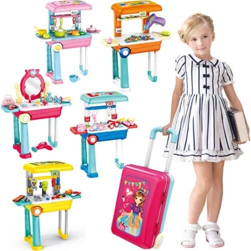 Creative Gift Kids Pretend Play Educational Toys For Children Playhouse Simulation Medical Tools Kitchen Beauty Tools Suitcase