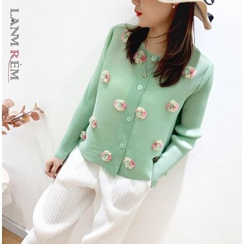 LANMREM Pleated Shirts For Women 2021 Autumn Summer Flower Shirt Long Sleeve Female Elegant Fashion Tide Top Clothes 2D1522