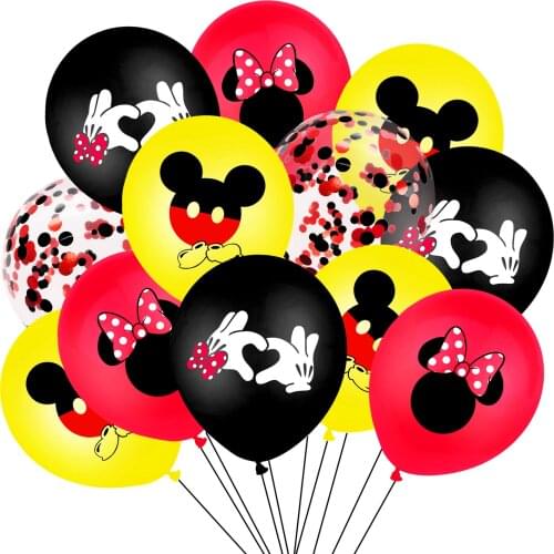12inch Mickey Minnie Mouse Latex Balloon Black Yellow Red Childrens Birthday Party Wedding Decoration Confetti Balloon Props