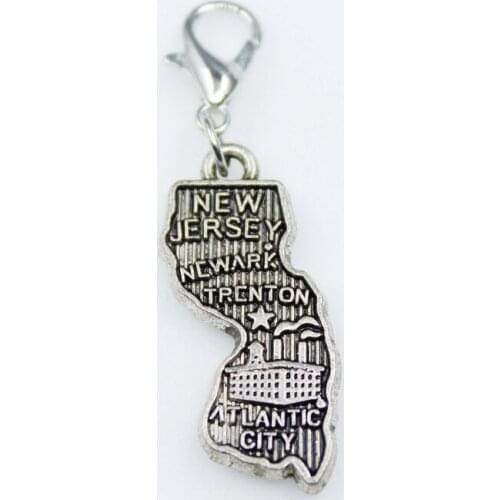 Hot selling 20pcs American New Jersey state dangle charms lobster clasp charms DIY pendant bracelets charm accessories