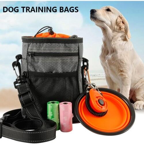 Multi-function Dog Training Bag Portable Pet Outdoor Treat Bags Food Holder Adjustable Waist Belt Garbage Bag Folding Bowl Kit
