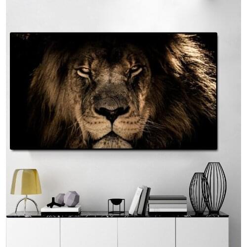Lion Face Wildlife Canvas Painting Animal Lions Art Posters And Prints Wall Pictures For Living Room Home Cuadros Decoration