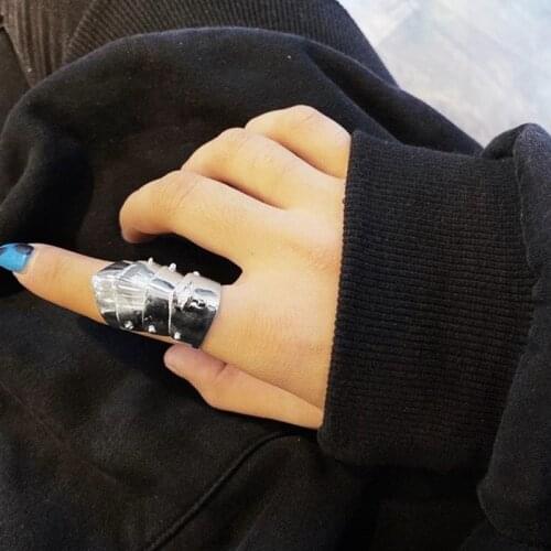 Morivovog 925 Sterling Silver Can Movable Armor Ring Original Design Japan Korea Thick Rock Punk Rings Statement Jewelry 2021