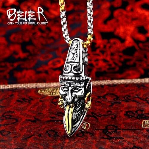 Beier new store 316L Stainless Steel necklace hell Impermanence pendant fashion chain men jewelry LLBP8-061P