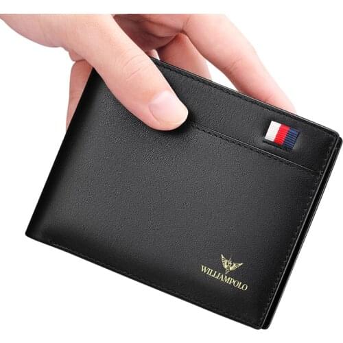 Wallet Men Genuine Leather Bifold Card Holder Casual Simple Solid Driver License Handmade Wallet Luxury Male Purse Money Coin