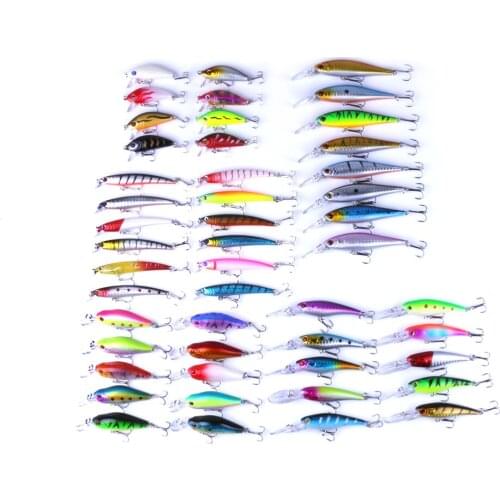 48Pcs/lot 5 Models Mixed Minnow Fly Fishing Lure Set Hard Bait Wobbler Carp Fishing Tackle Crankbait Fishing Strongly